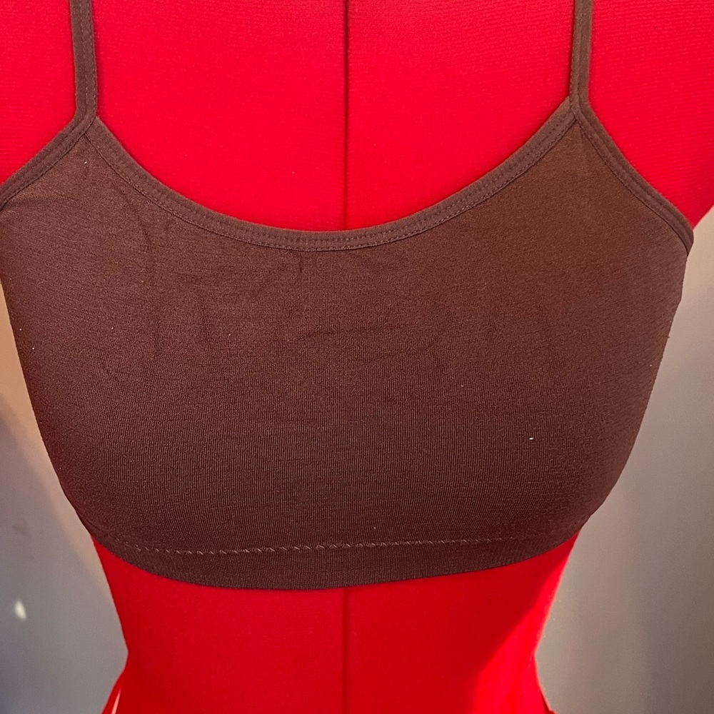 Brown Cotton String Bralette w/Lace on back only LARGE
